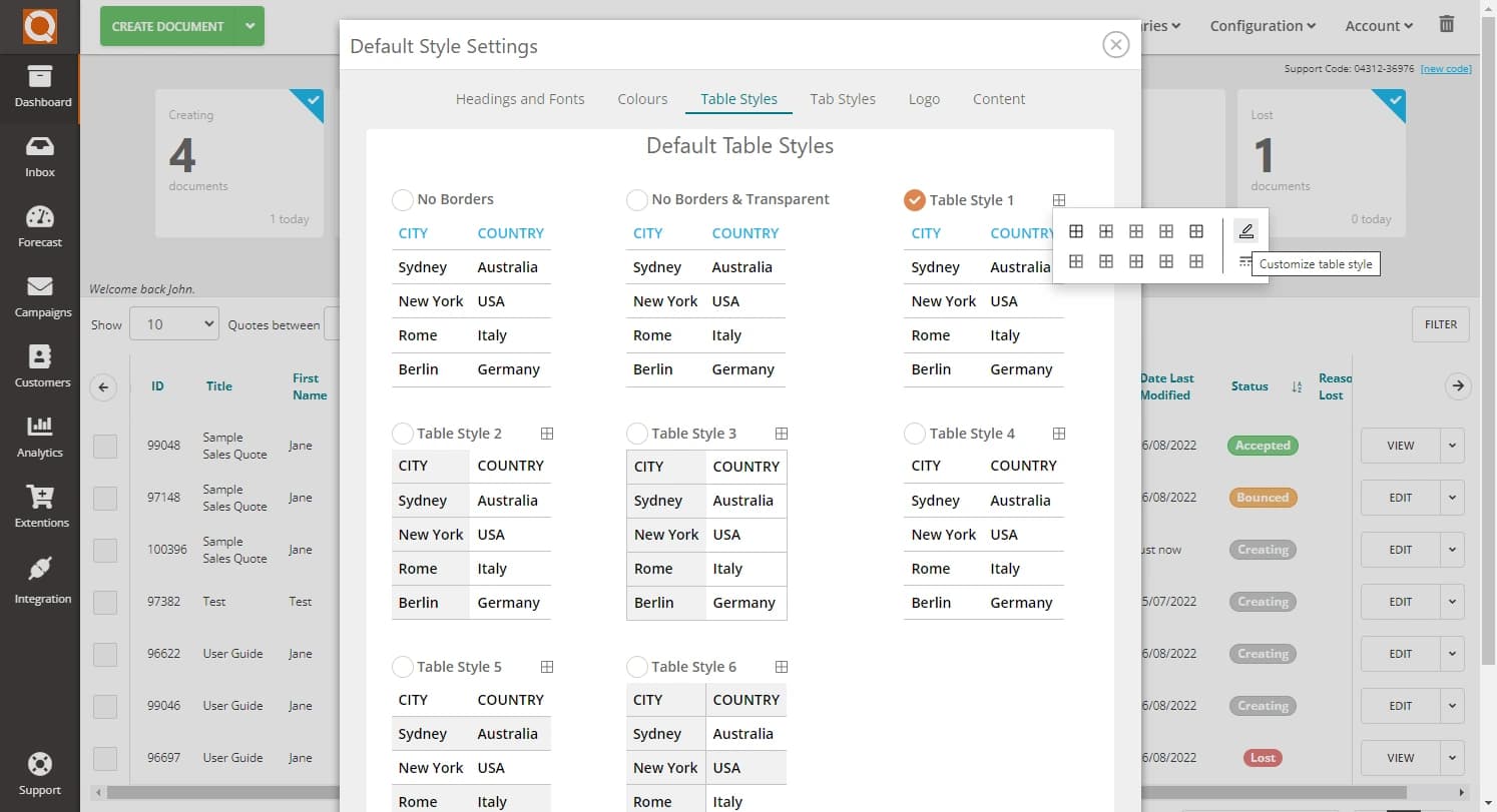 QuoteCloud - Sales Quote, Sales Proposal and Contracts Software - Setting the Default Table Style used in Text Content Blocks (Java Edition) - illustration 1a9a03bf-a21b-483c-bcf2-1a81bdf7c295