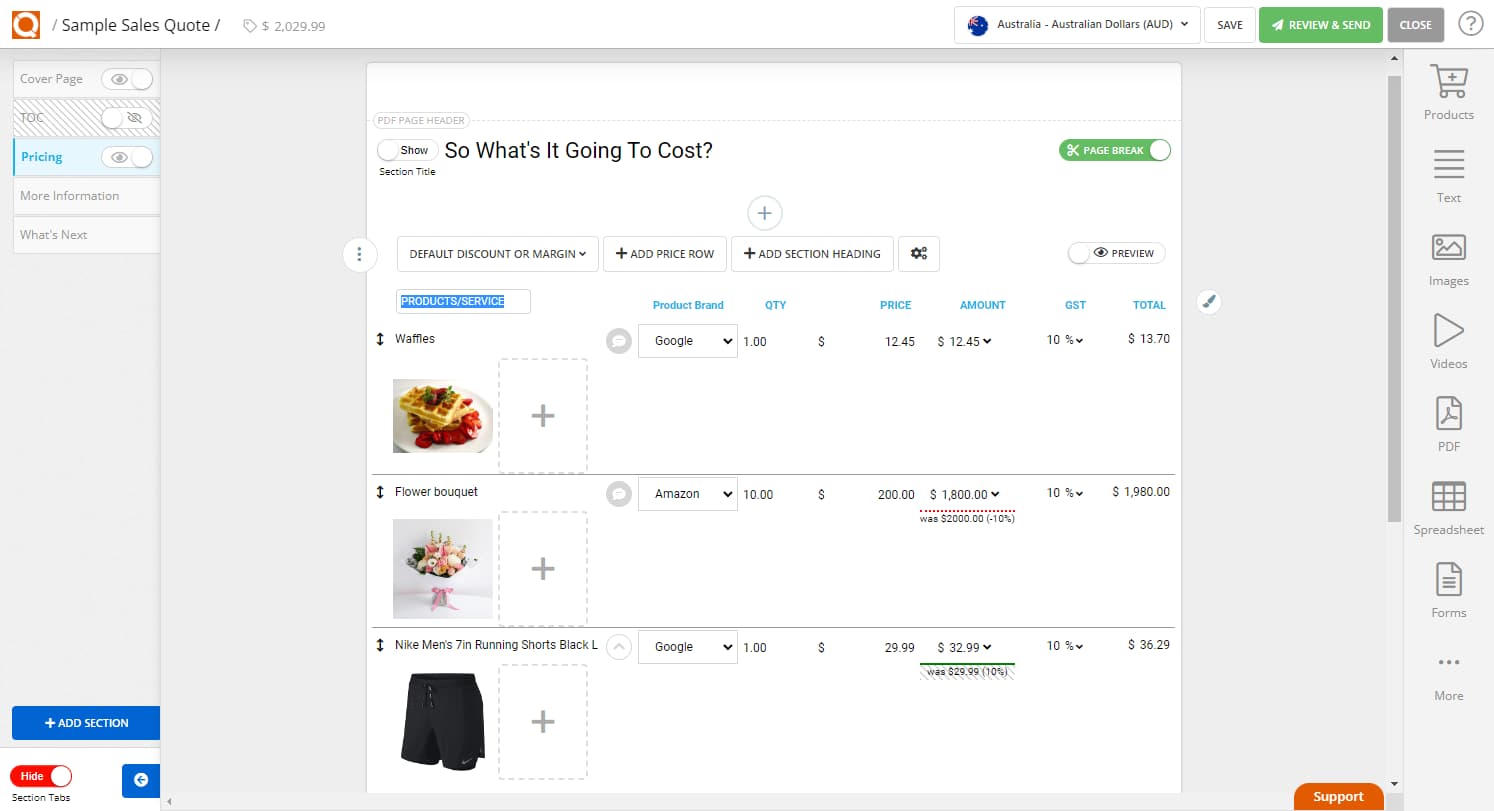 QuoteCloud - Sales Quote, Sales Proposal and Contracts Software - Changing your Price Table Column Labels (Java Edition) - illustration 5470cdf6-c87d-4737-80b0-7344840a6f90