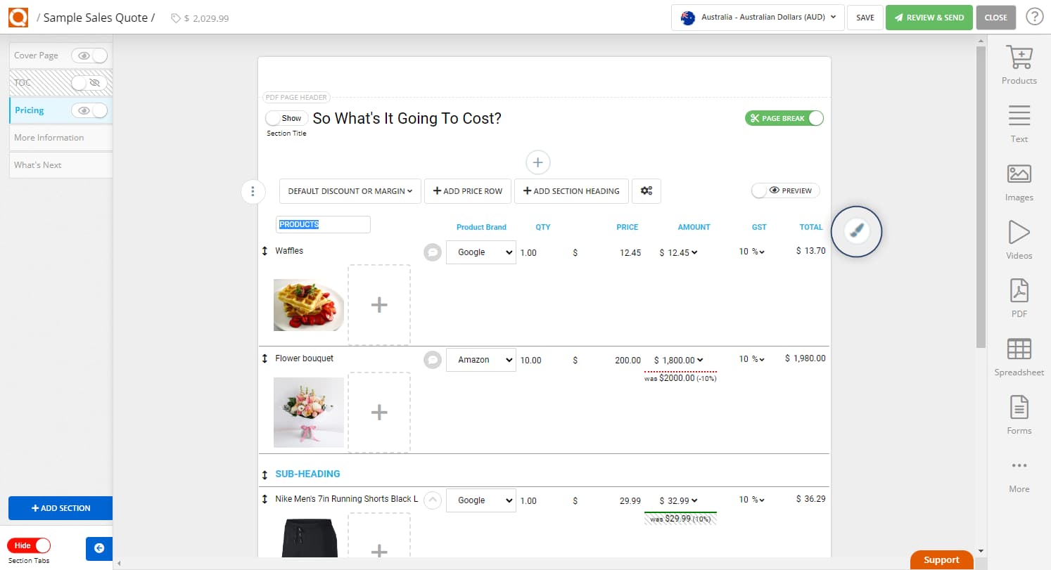 QuoteCloud - Sales Quote, Sales Proposal and Contracts Software - Changing your Price Table Column Labels (Java Edition) - illustration a269812d-094d-447d-8c4a-0eaf2cb03ff1