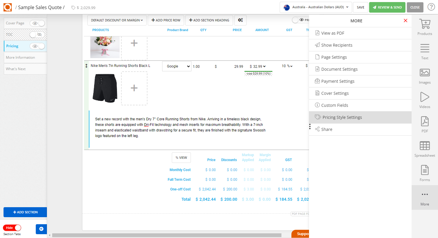 QuoteCloud - Sales Quote, Sales Proposal and Contracts Software - How To Change The Labels In The Price Table Totals Section - illustration 712c1853-59a1-4e3f-8b66-5d31adbc6e3c