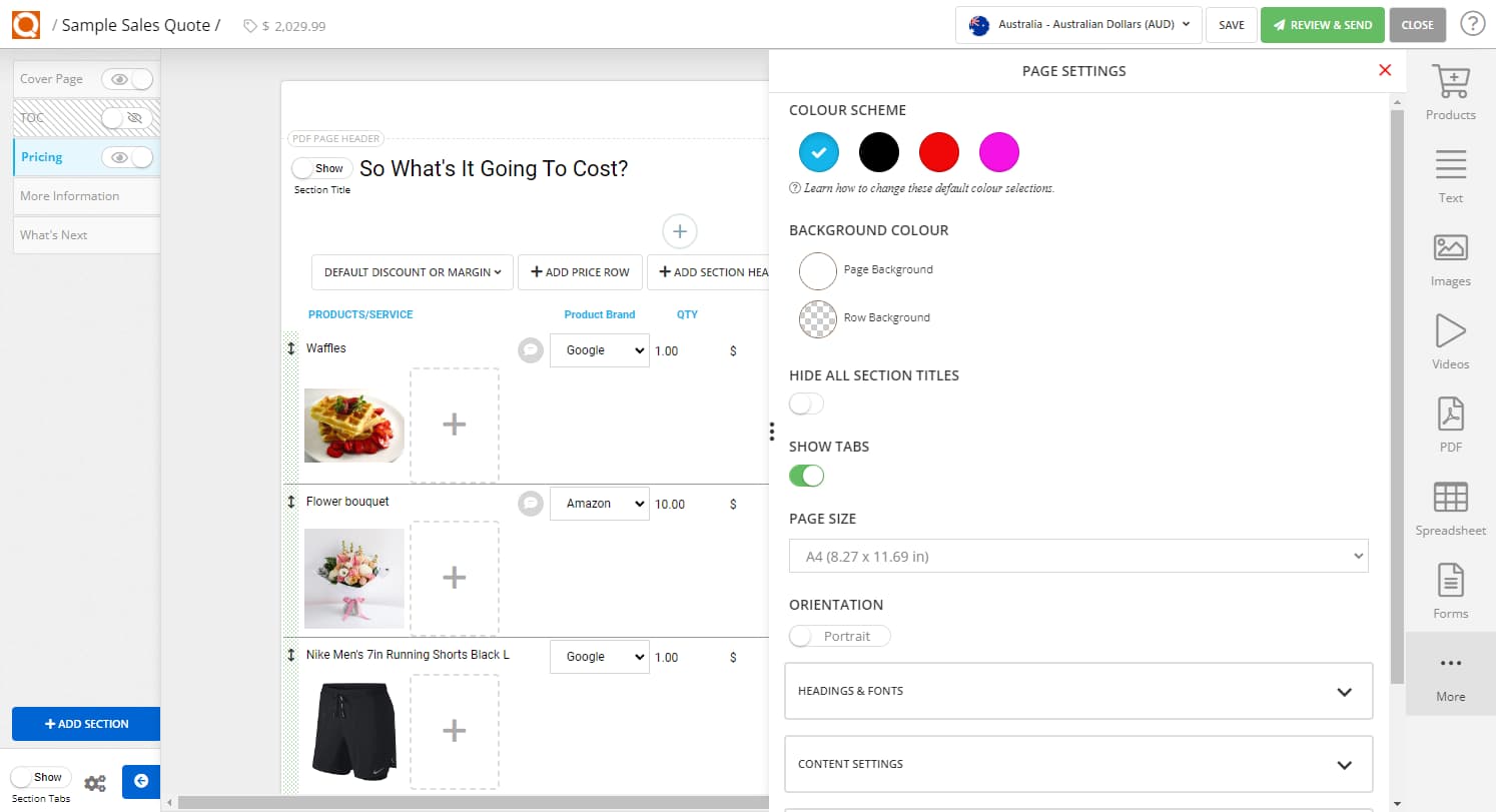 QuoteCloud - Sales Quote, Sales Proposal and Contracts Software - Adjusting Fonts and Colours in a Template or Sales Quote (Java Edition) - illustration e6b122a7-eb9e-4ec5-84c5-68070da5d4dc
