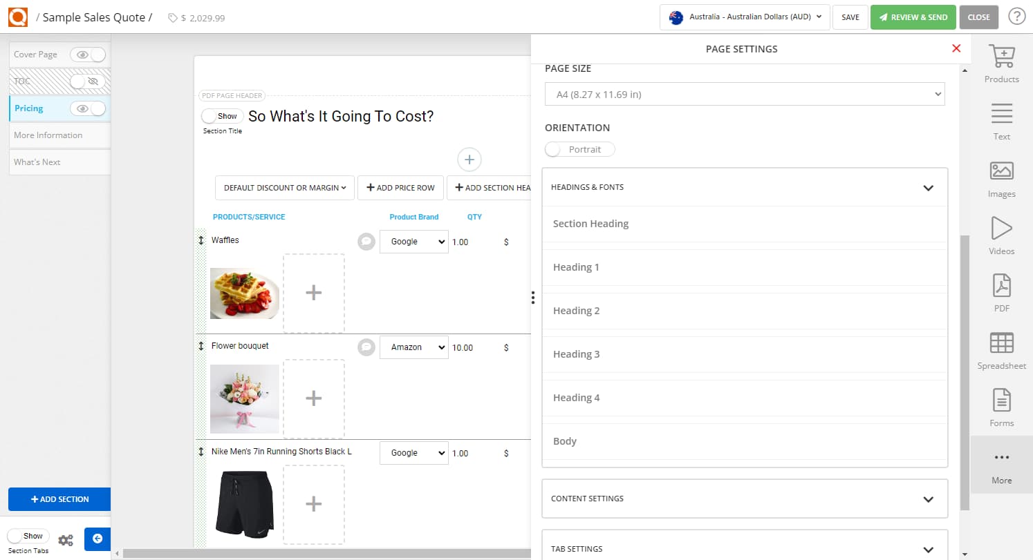 QuoteCloud - Sales Quote, Sales Proposal and Contracts Software - Adjusting Fonts and Colours in a Template or Sales Quote (Java Edition) - illustration f93e80cf-24e9-4503-965e-17f2531cb960