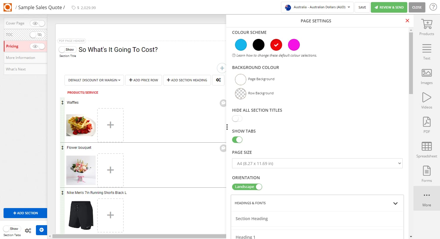 QuoteCloud - Sales Quote, Sales Proposal and Contracts Software - Adjusting Fonts and Colours in a Template or Sales Quote (Java Edition) - illustration 13fb9f87-eeae-43e4-92f7-4e479b253ae7