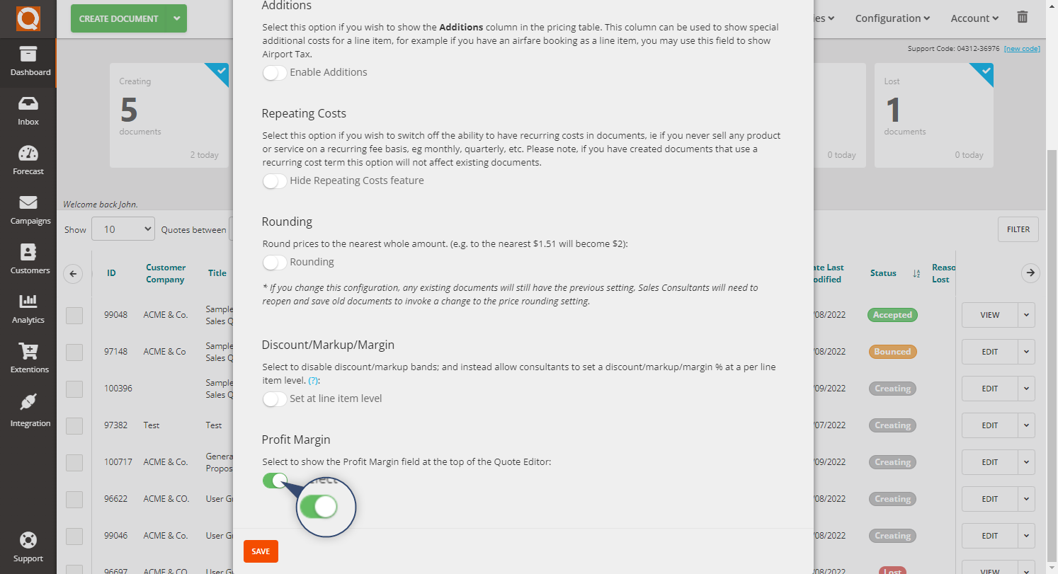 QuoteCloud - Sales Quote, Sales Proposal and Contracts Software - Switch Off The Profit Margin Calculation In The Sales Quote Editor (Java Edition) - illustration fd440711-8508-458d-b22f-cd4865c78251