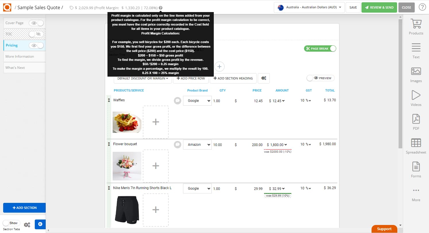 QuoteCloud - Sales Quote, Sales Proposal and Contracts Software - Switch Off The Profit Margin Calculation In The Sales Quote Editor (Java Edition) - illustration 99cfca64-d672-45ed-a66e-02fc58e1b6f1