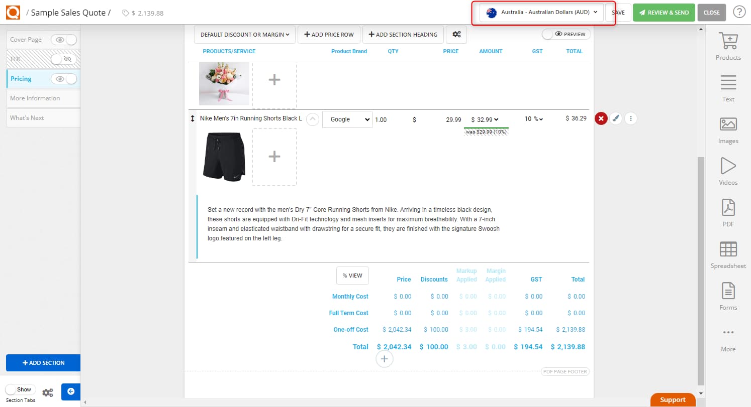 QuoteCloud - Sales Quote, Sales Proposal and Contracts Software - Using the Currency Conversion Tool in QuoteCloud (Java Edition) - illustration 5c7fbd79-a2a4-4841-aa76-2792a68eee0f