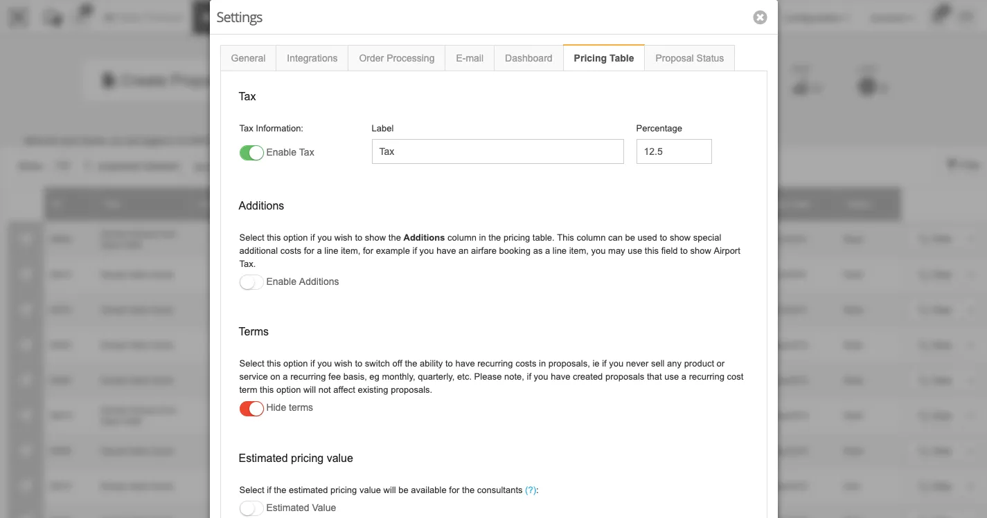 QuoteCloud - Sales Quote, Sales Proposal and Contracts Software - Switch Off the Price Table Repeat Costs Feature (Java Edition) - illustration dc71b505-5090-41b8-b047-4e16878095b8