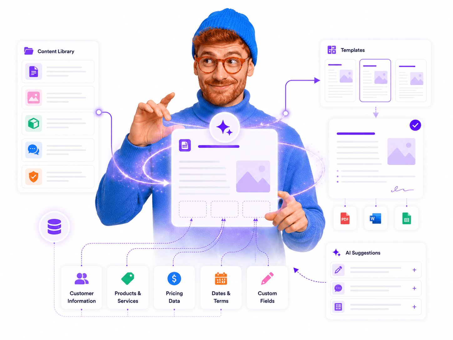 QuoteCloud - Sales Quote, Sales Proposal and Contracts Software - AI Co-Worker in QuoteCloud - illustration d0ac83b8-4af2-4d15-9f7c-6a01bb65f9d0