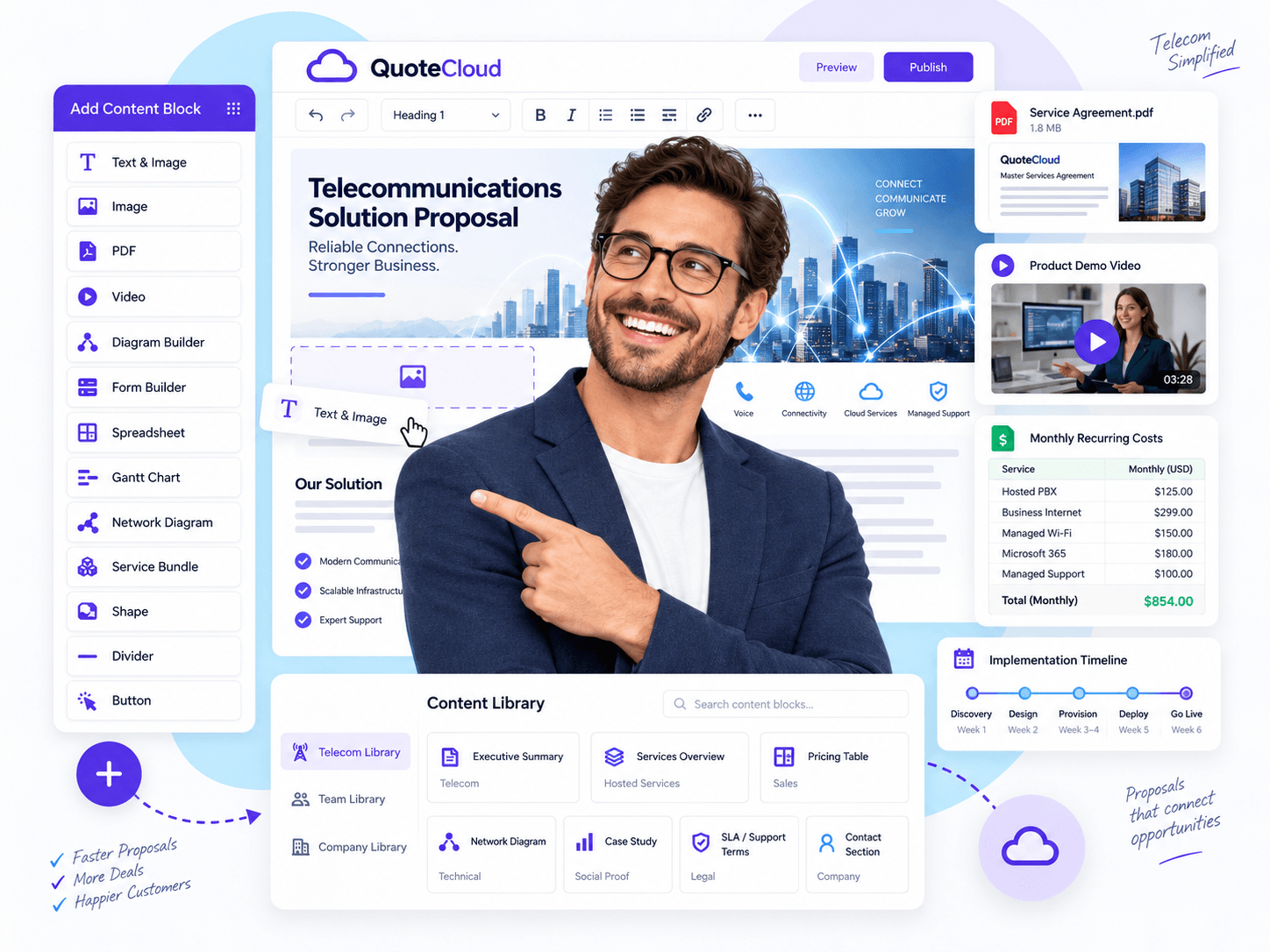 QuoteCloud - Sales Quote, Sales Proposal and Contracts Software - Sales Quotes for Telco - illustration ba7c1b71-d517-45bb-a5a7-6c2d14c46ffb