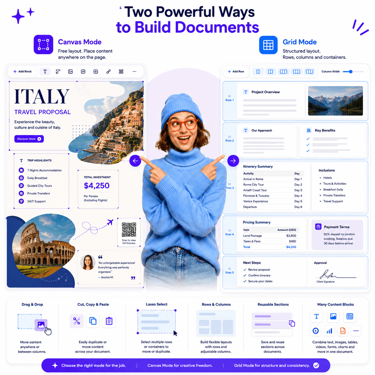 QuoteCloud - Sales Quote, Sales Proposal and Contracts Software - Canvas & Grid Edit Modes - illustration 1a85ab95-68a7-4b9d-8e4e-342d1c46bb93