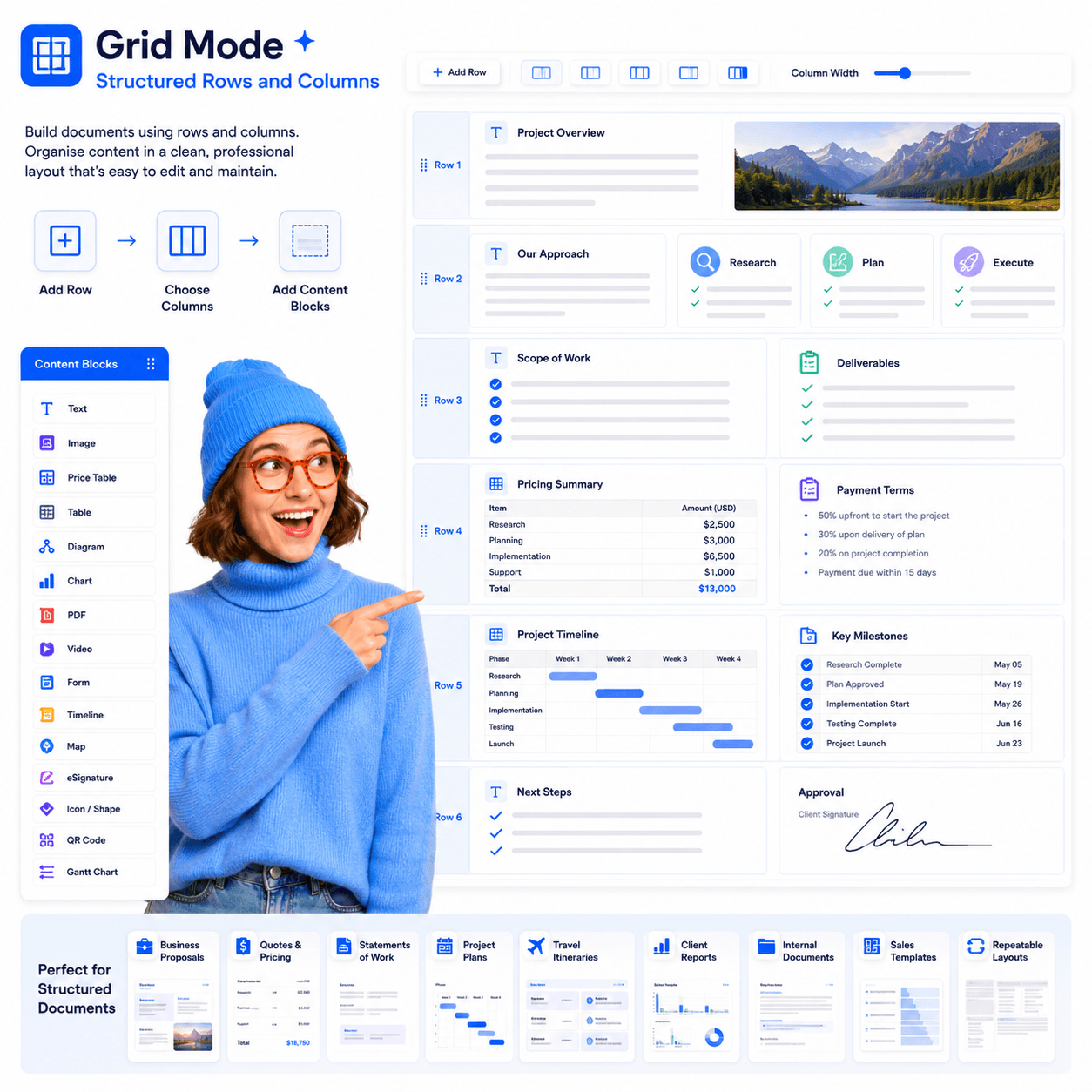 QuoteCloud - Sales Quote, Sales Proposal and Contracts Software - Canvas & Grid Edit Modes - illustration 48bcba3a-e547-4f91-b363-6401c4d0c674