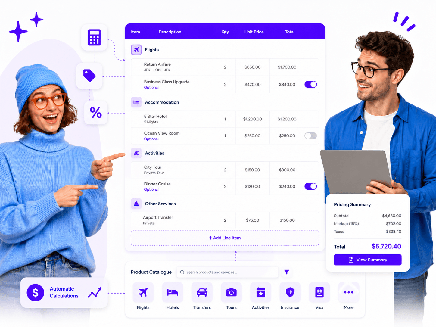 QuoteCloud - Sales Quote, Sales Proposal and Contracts Software - 18 Powerful Content Blocks for Interactive Business Documents | QuoteCloud - illustration ab54fe5f-97ba-4b53-b83d-c904ae882e29